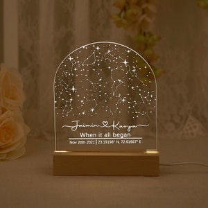 Personalisierte Konstellationskarte Lampe - Geschenk Sternenkarte auf Nachtlicht - Sternenkarte Geschenk für Paare - Geschenk für Freund / Freundin