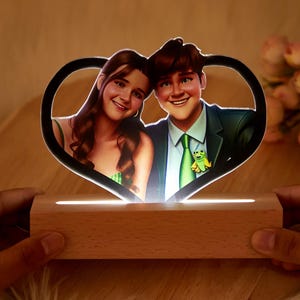 Custom Photo Lamp, Photo Collage LED Light, Personalized Pixar Family Portrait, Anniversary Gift, Anniversary gift for him and her