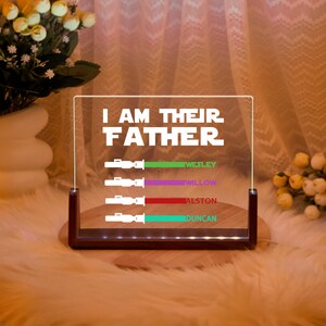 Personalized Name Plaques, I Am Their Father Light Saber Sign, Father&#39;s Day Gift, Custom Light Saber Child Names Sign, Bedroom Night Lamp