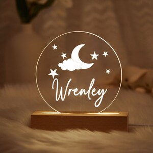 Custom Moon and Star Nightlight ,Personalized Clouds Night light With Name, Baby Bedroom Night Light, Newborn Gift, Mom Gifts, Nursery Decor