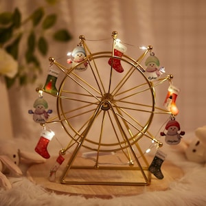Personalized Snowman Ferris Wheel/Custom Name Night Light/Christmas Snowman Night Lamp/Christmas Gift/Christmas Party Decor/Family Gift