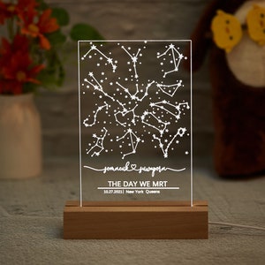 Veilleuse constellation constellation personnalisée - Cadeau d'anniversaire personnalisé - Cadeau pour lui / Elle - Cadeau pour mari / Femme - Ciel nocturne personnalisé