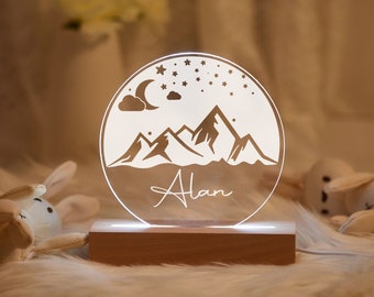 Mountain Sky Custom Name Night Light / Nursery Room / Boy Gift / Girl Gift / Personalized Bedroom Led Light / Mother's day gift/Gift for mom
