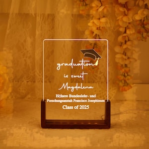 Plaque personnalisée veilleuse pour diplômés, carte de félicitations pour l'obtention du diplôme, carte de remise des diplômes, carte de voeux de remise des diplômes, cadeau universitaire