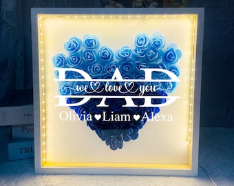 Customized Dad gift, Customized Gift for any occasion, Dad Shadowbox with Flowers, Anniversary Gifts For Him, Paper Flower Gift Box