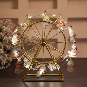 Personalized Snowman Ferris Wheel/Custom Name Night Light/Christmas Snowman Night Lamp/Family Gift/Christmas Gift/Christmas Party Decor