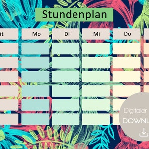 Timetable for school children | DIN A4 | DOWNLOAD | digital timetable to print | printable | start of school