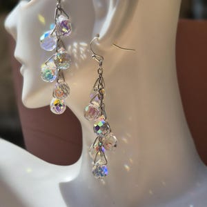 Ab color waterdrops earrings, crystal earrings, Iridescent teardrop  earrings, Teardrop statement earrings, gift for her, party jewelry