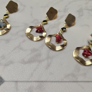Gold plated drop earrings, Handmade dangly earrings, unique earring, gifts for her, gift ideas, women jewelry, statement earrings, earrings