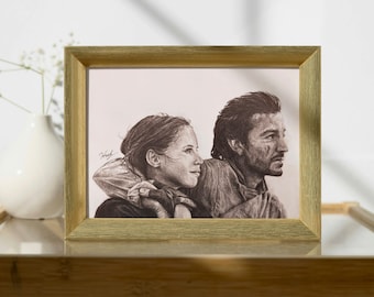 Star Wars: Rogue One Cassian & Jyn Originalkunstdruck auf archivalischem Mattpapier, Filmwandkunst, mult. Größenoptionen (Rahmen nicht enthalten)