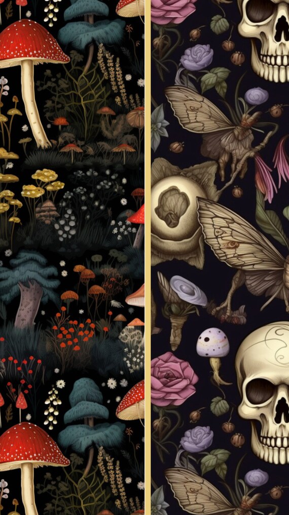 豆柴マルパパ　CRONOS 幾何学模様タンクトップ貴重な日本製 Goblincore Digital Paper, Seamless Forest Witch Patterns