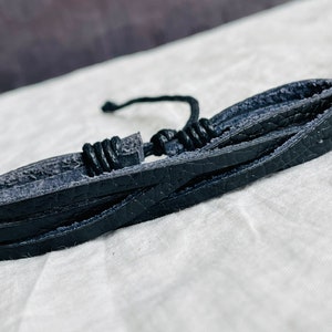 Leather Bracelet Unisex, Handmade Genuine Leather & Wax Thread Surfer Bracelet - Adjustable Wristband