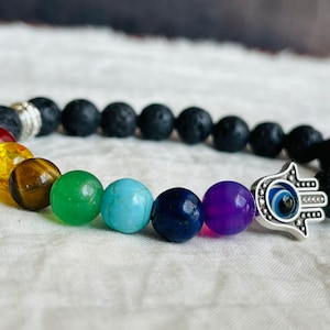 Evil eye bracelet to remove negative energy, evil eye bracelet beaded with elastic rope, minimalist bracelet