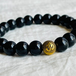 Powerful ॐ beaded bracelet to remove negative energy, bracelet beaded with elastic rope, minimalist bracelet