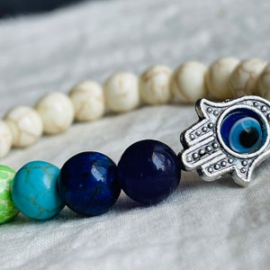Evil eye bracelet to remove negative energy, evil eye bracelet beaded with elastic rope, minimalist bracelet