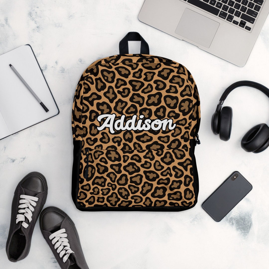 Personalized Name Backpack Custom Name Bookbag Cheetah Print Etsy
