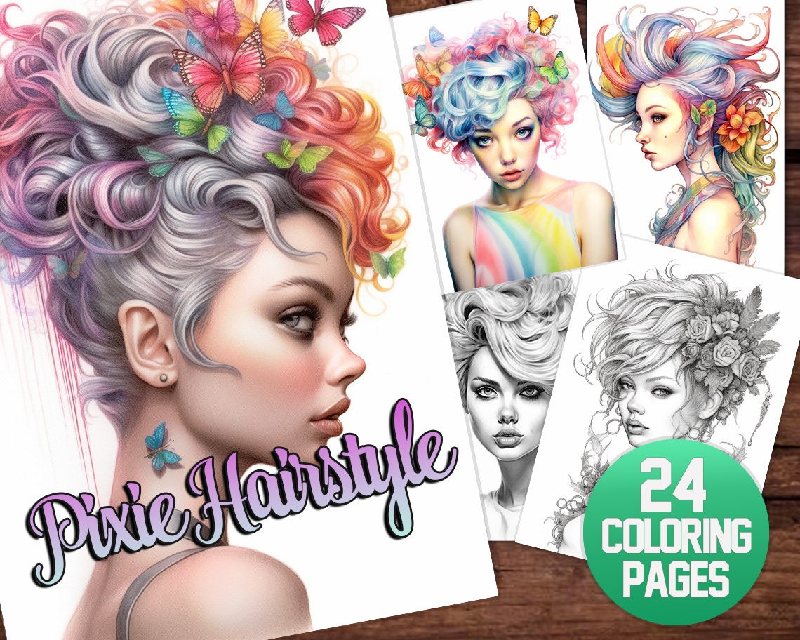 Doll Hairstyles Coloring Book for Adults 15 Beautiful Doll Hairstyles  Greyscale Coloring Pages Printable PDF 