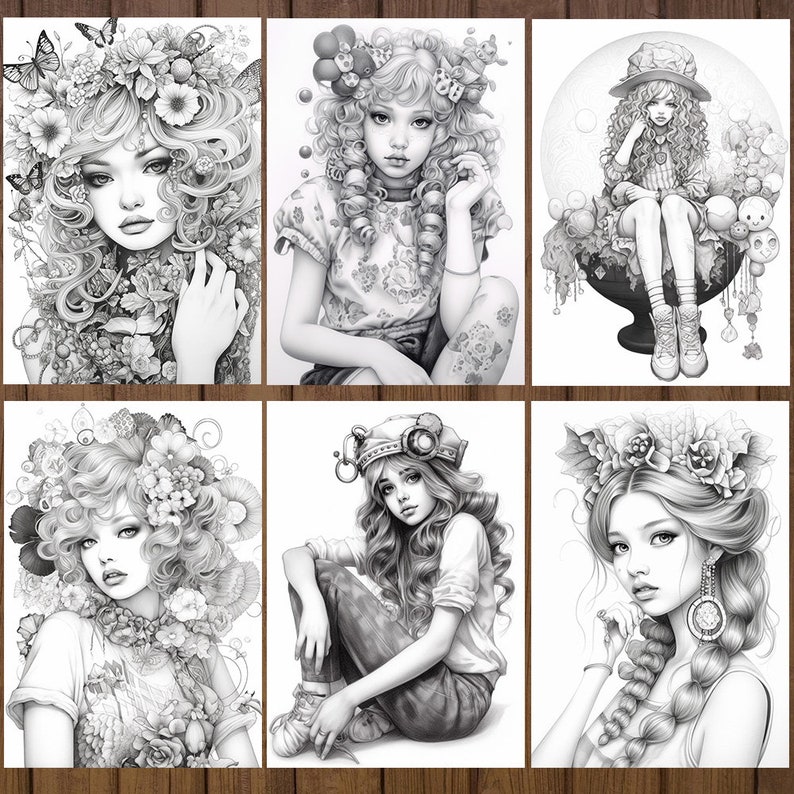 Decora Girl 24 Coloring Pages Instant Download Grayscale - Etsy