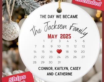Personalized Adoption Day Announcement Keepsake Ornament for New Parents Adoption Gift, Officially Adopted Date, Adoption Gifts for Family