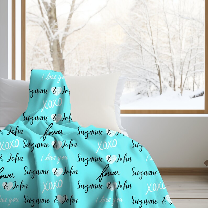 Personalized Valentine Wedding Anniversary Blanket, Couple's Name Blanket, I Love You Forever