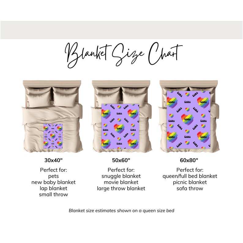 Personalized Minky Rainbow Blanket for Teen or Adult, Custom Blanket