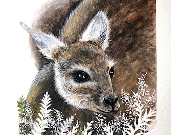 Lámina de acuarela de un canguro. Lámina de acuarela a partir de una pintura original, tamaño A4, sin marco, lista para colgar. Una ilustración preciosa.