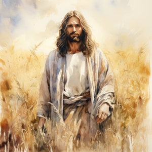 Images de Jésus-Christ / Aquarelle / Le Sauveur du monde / Tableau Jésus-Christ