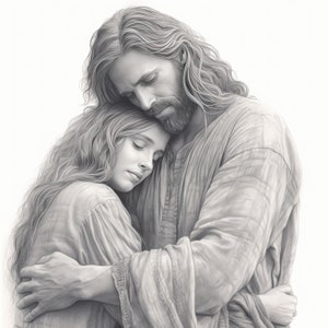 Pictures of Jesus Christ / Digital Art / Encircled In The Arms Of His Love / Jesus Christ Art
