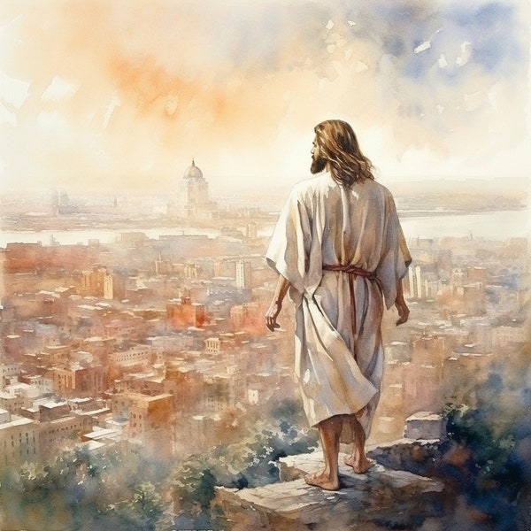 Pictures of Jesus Christ / Watercolor / O Jerusalem, Jerusalem / Jesus Christ Painting