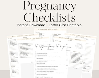 Pregnancy Planner Printable PDF | Printable Pregnancy Checklists | Pregnancy Bundle Digital Planner | Pregnancy & Postpartum Checklists