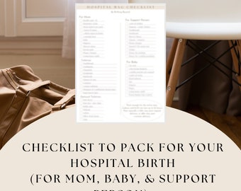 Hospital Bag Checklist for Labour & Delivery - Gift for Expecting Mom - Gift for Pregnant Mom - Baby Shower Gift - Printable PDF