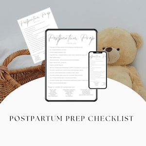 Postpartum Preparation Checklist - Perfect gift for pregnant expecting mom - Perfect Baby Shower Gift for Mom - Printable Planner PDF