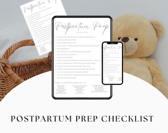 Postpartum Preparation Checklist - Perfect gift for pregnant expecting mom - Perfect Baby Shower Gift for Mom - Printable Planner PDF