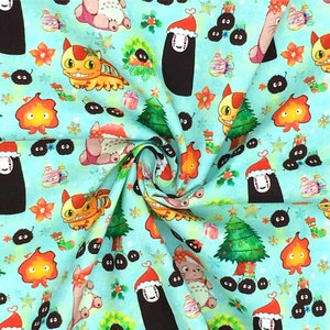 Totoro Fabric Anime Fabric 100%Cotton Fabric Anime Fabric By the Half Yard