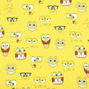 SpongeBob SquarePants Fabric 100% Cotton Fabric By the Half Yard