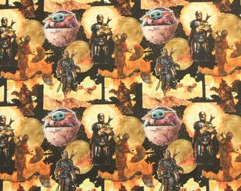 Tessuto Star Wars The Mandalorian 100% cotone al metro quadro