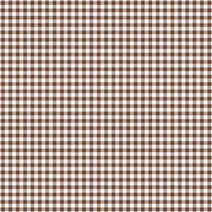 Könnte beinhalten: Ein sich wiederholendes Muster aus kleinen, gleichmäßigen Quadraten in abwechselnden braunen und weißen Farben, das ein klassisches Vichy-Karo-Design erzeugt. Das Rasterlayout ist über die gesamte Fläche konsistent und weist klare Linien auf.