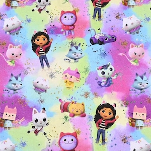 Gabby&#39;s Dollhouse Fabric, By the Half Yard, 100% Cotton