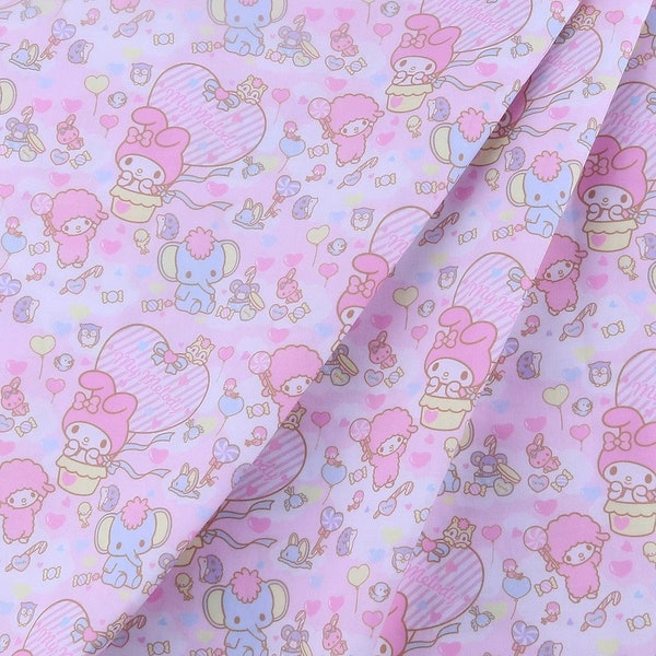 Sanrio My Melody Fabric Polyester Cotton Fabric Anime Fabric By the Half Yard