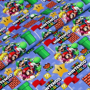 Super Mario Fabric Mario Luigi Fabric Japanese Cotton Fabric Anime Fabric By the Half Yard