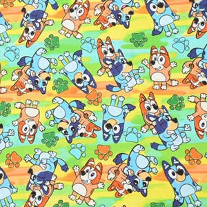 BLUEY Fabric Blue dog Fabric 100% Cotton Fabric Anime Fabric By the Half Yard