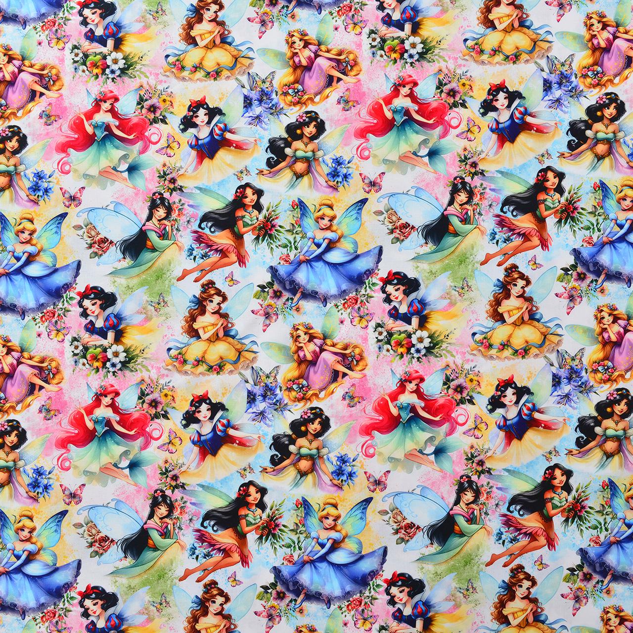 Disney Princesses Fabric Multi Princess Pattern Fabric Cartoon Cotton ...
