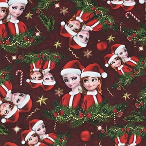 Disney Frozen Fabric Elsa and Anna Christmas Fabric 100% Cotton Fabric By the Half Yard