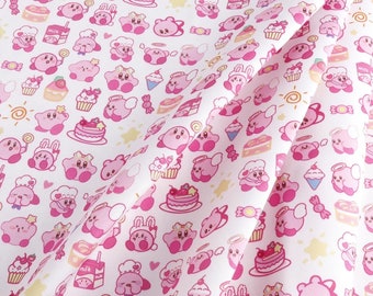 Kirby Fabric Polyester Cotton Fabric Anime Fabric By the Half Yard
