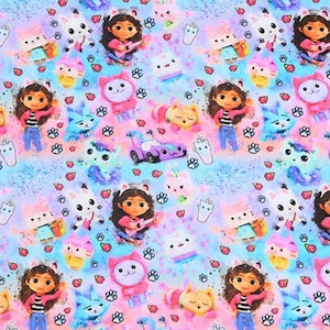Gabby&#39;s Dollhouse Fabric, By the Half Yard, 100% Cotton