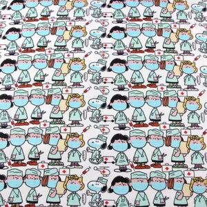 Snoopy com tecido de máscara Charlie Brown Tecido de algodão Tecido de anime Por meia jarda