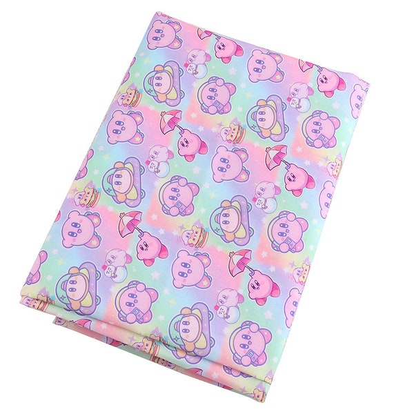 Kirby Fabric Polyester Cotton Fabric Anime Fabric By the Half Yard