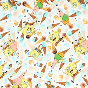 SpongeBob SquarePants Fabric 100% Cotton Fabric By the Half Yard