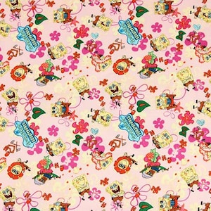 SpongeBob SquarePants Fabric 100% Cotton Fabric By the Half Yard