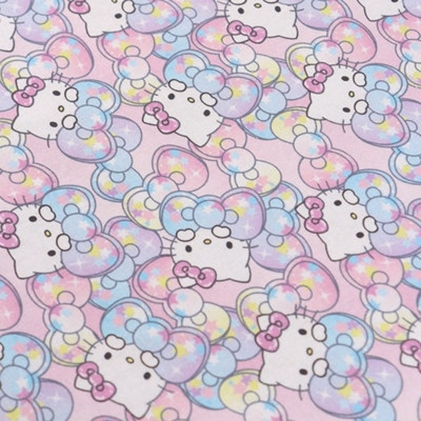 Hello Kitty Fabric Lucky Kitty Fabric Cotton Fabric Anime Fabric By the Half Yard